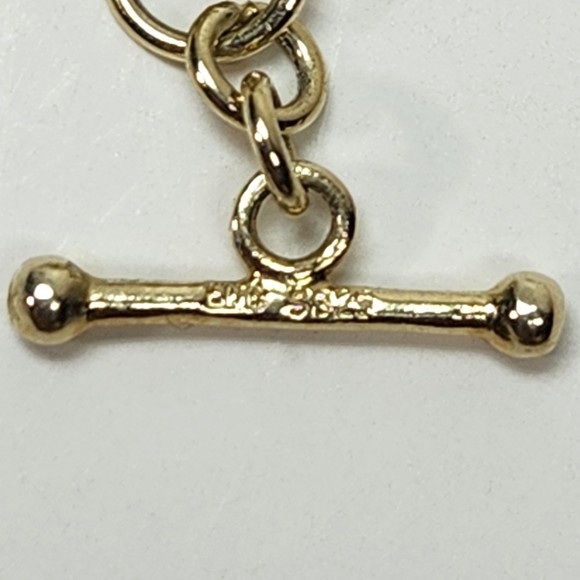 Multi Layer Chain & Mother of Pearl Necklace Toggle 925 Clasp 26 in. Gold Tone - Picture 3 of 8